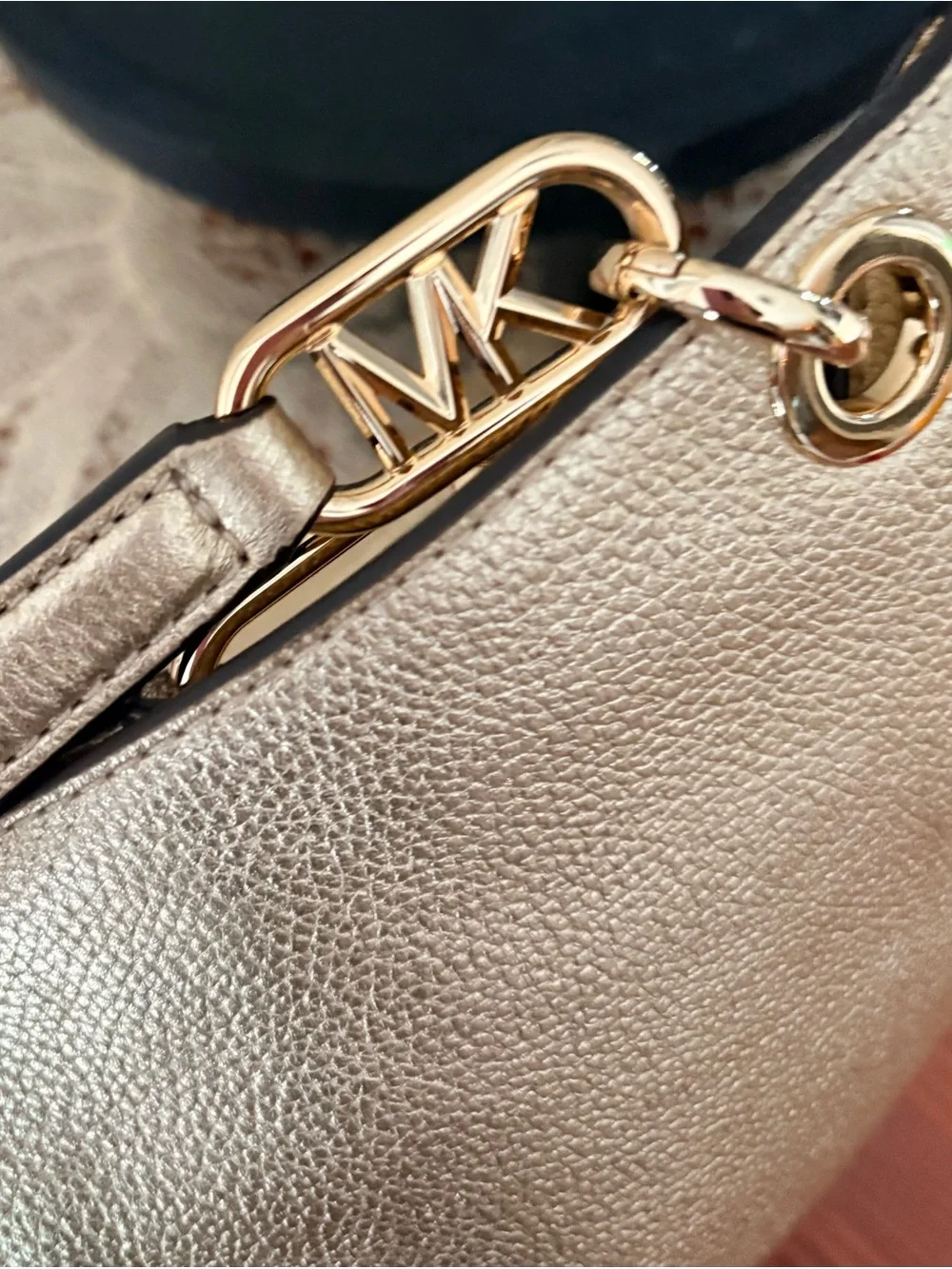 Michael Kors Metallic Gold Leather Shoulder Tote